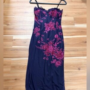 Floral Maxi Dress with Pink Accents